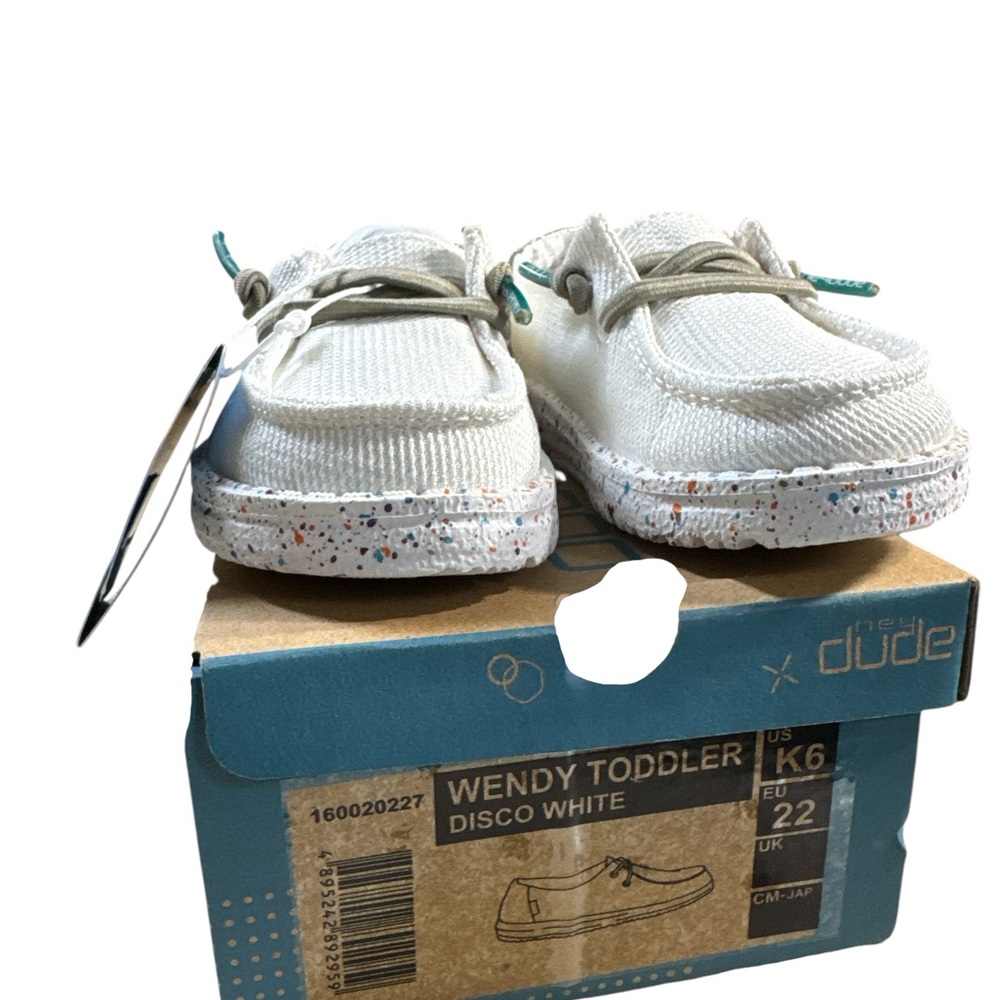 Hey Dude Wendy Toddler Disco White Slip-On Shoes Size K6 / EU 22 or K8 EU 25 - Picture 5 of 10